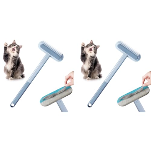 Qpets® Cat Brush Dog Comb 3 In 1 Pet Hair Remover Brush with 2 Integrated Cleaning Brushes Reusable Long Handle Pet Dust Cleaning Roller for Sofa Carpet Couch X 2 Qpets® Cat Brush Dog Comb 3 In 1 Pet Hair Remover Brush with 2 Integrated Cleaning Brushes Reusable Long Handle Pet Dust Cleaning Roller for Sofa Carpet Couch X 2